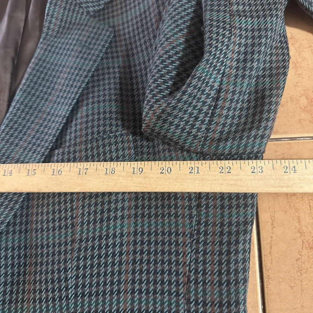 Southampton Blazer 44L Wool Tweed Green Brown Houndstooth Suit Jacket Sport Coat